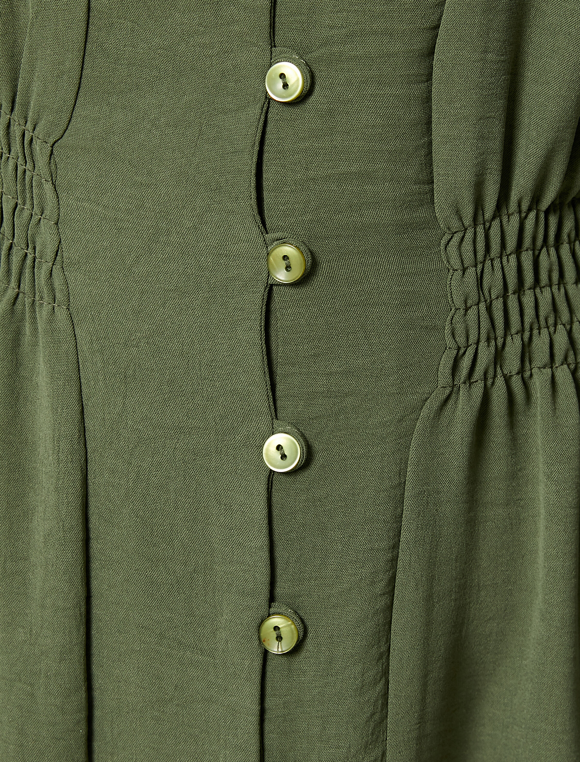 Gömlek Yaka Elbise V Yaka Gipe Detaylı Uzun Kollu