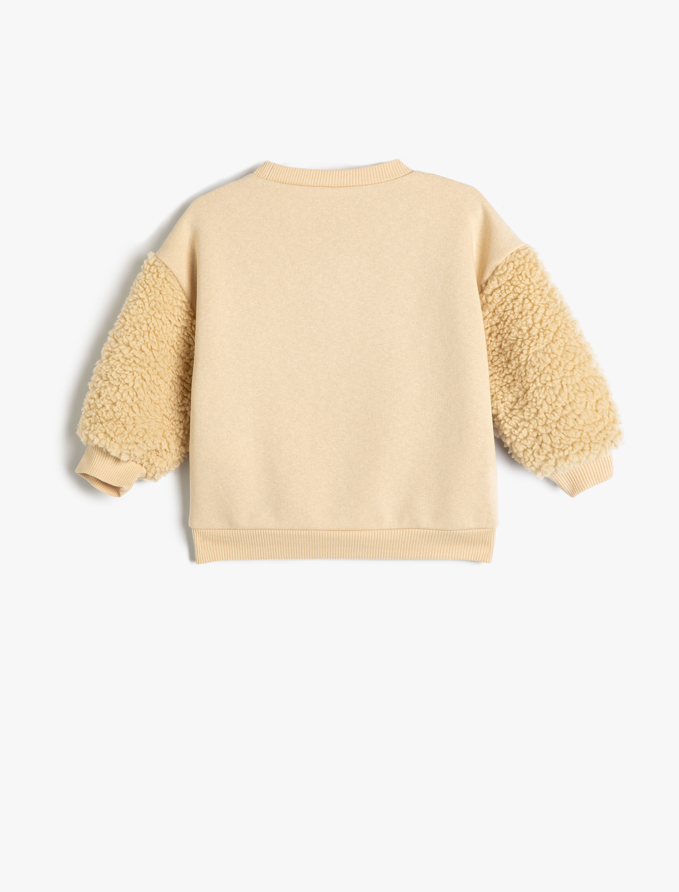  Kız Bebek Sweatshirt Peluş ve Aplike Detaylı Uzun Kollu Bisiklet Yaka Şardonlu