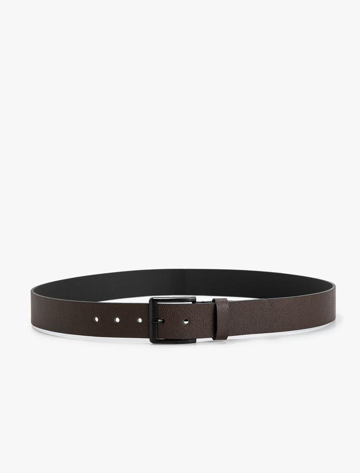 Erkek Kemer Deri Görünümlü Metal Toka Detaylı