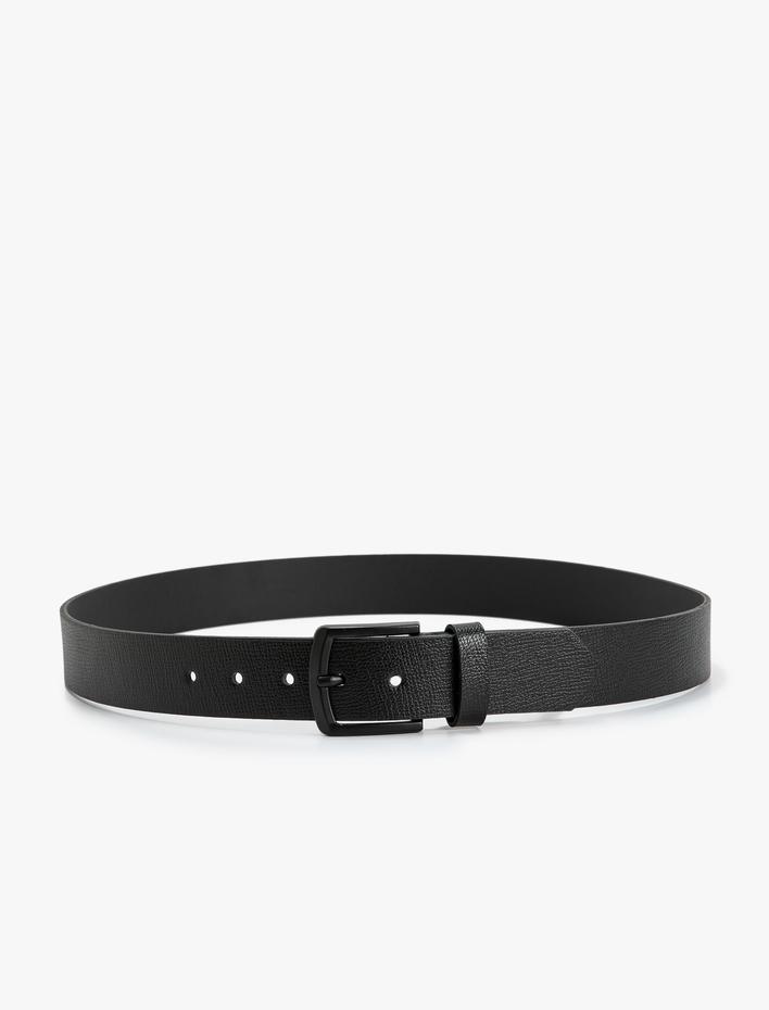 Erkek Kemer Deri Görünümlü Metal Toka Detaylı