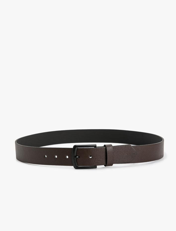 Erkek Kemer Deri Görünümlü Metal Toka Detaylı