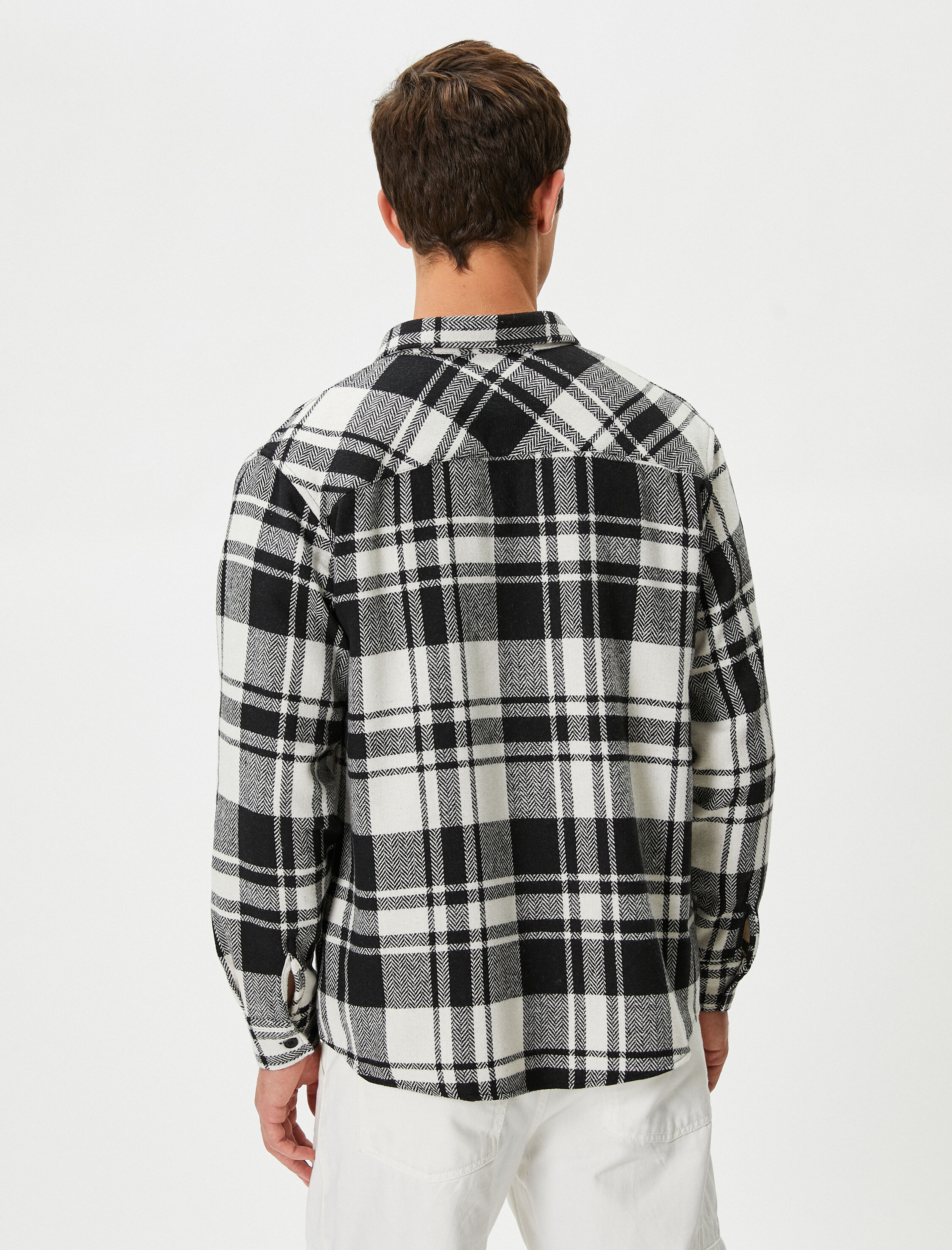   Oduncu Gömleği Klasik Yaka Düğmeli Uzun Kollu