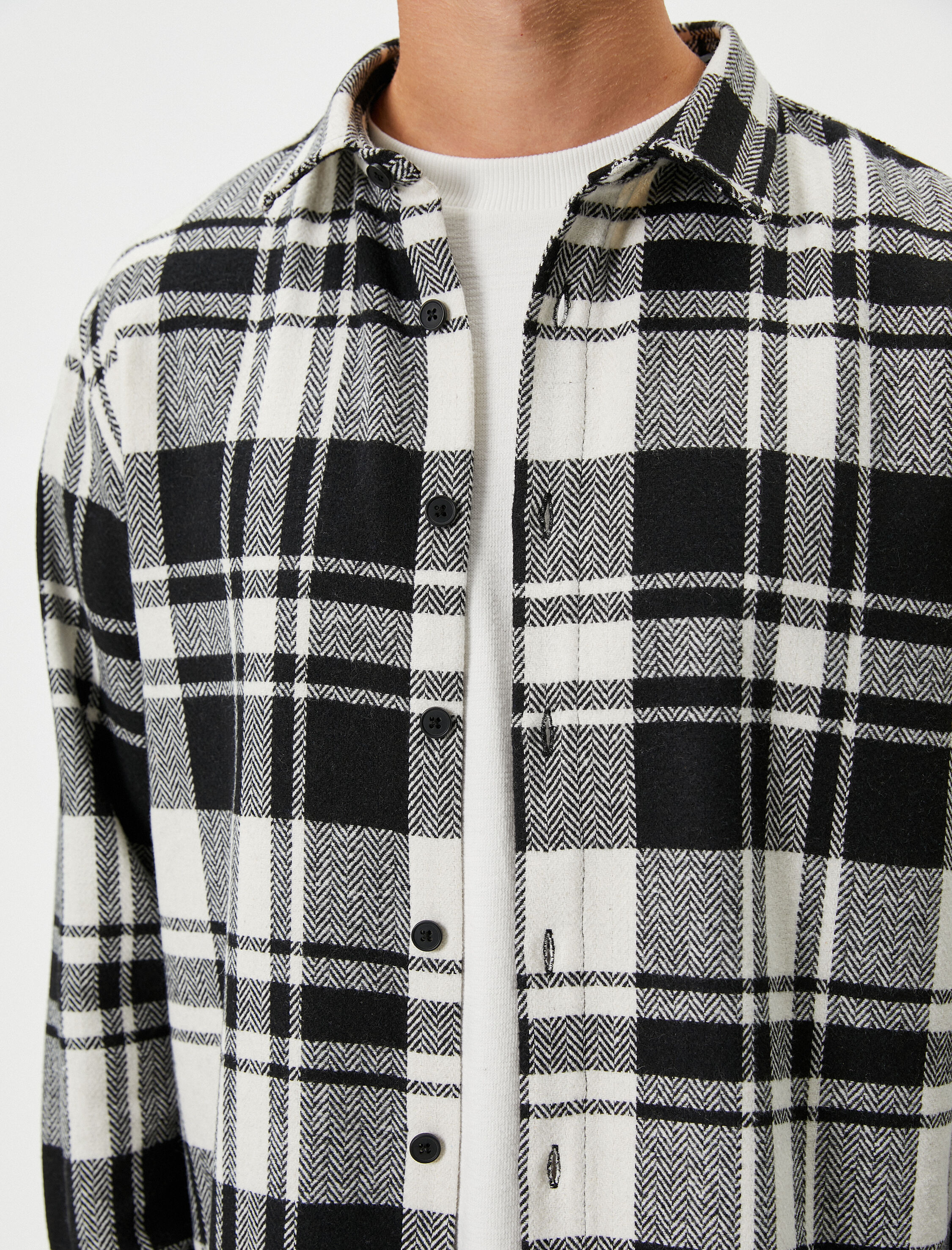   Oduncu Gömleği Klasik Yaka Düğmeli Uzun Kollu