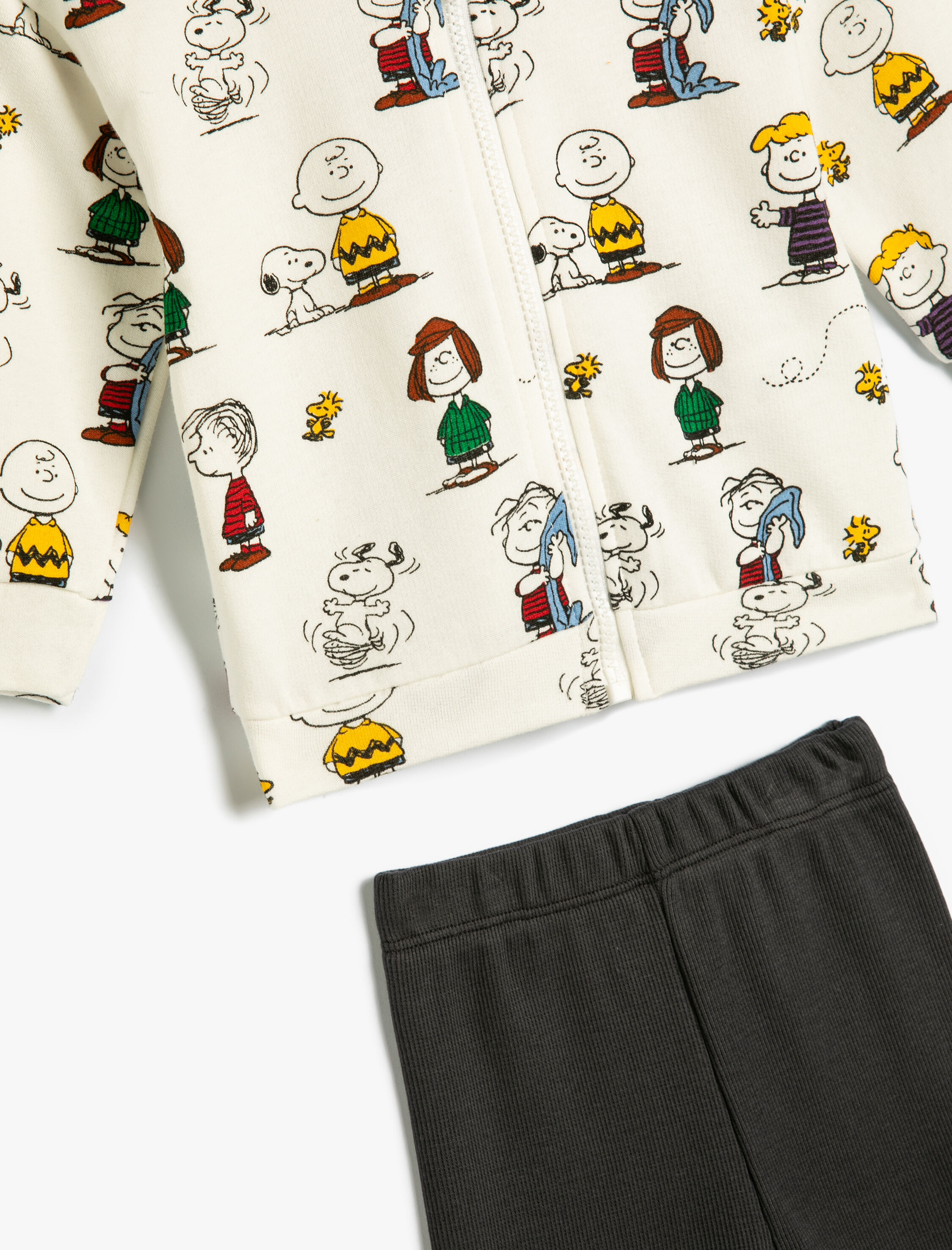  Erkek Bebek Snoopy Eşofman Takımı Pamuklu 2'li Set Kapşonlu Sweatshirt ve Eşofman Altı