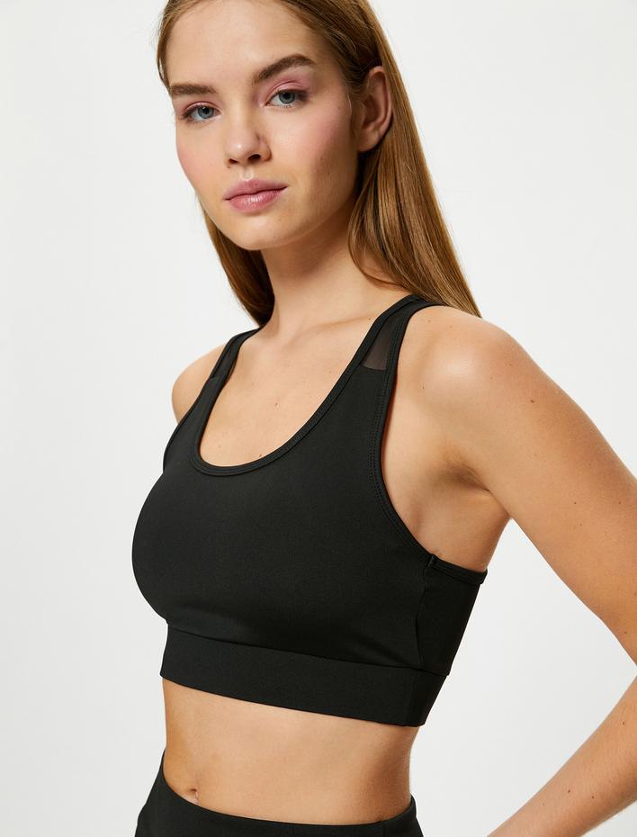  Spor Sütyeni Kaplı Tül Detaylı Dar Kalıp