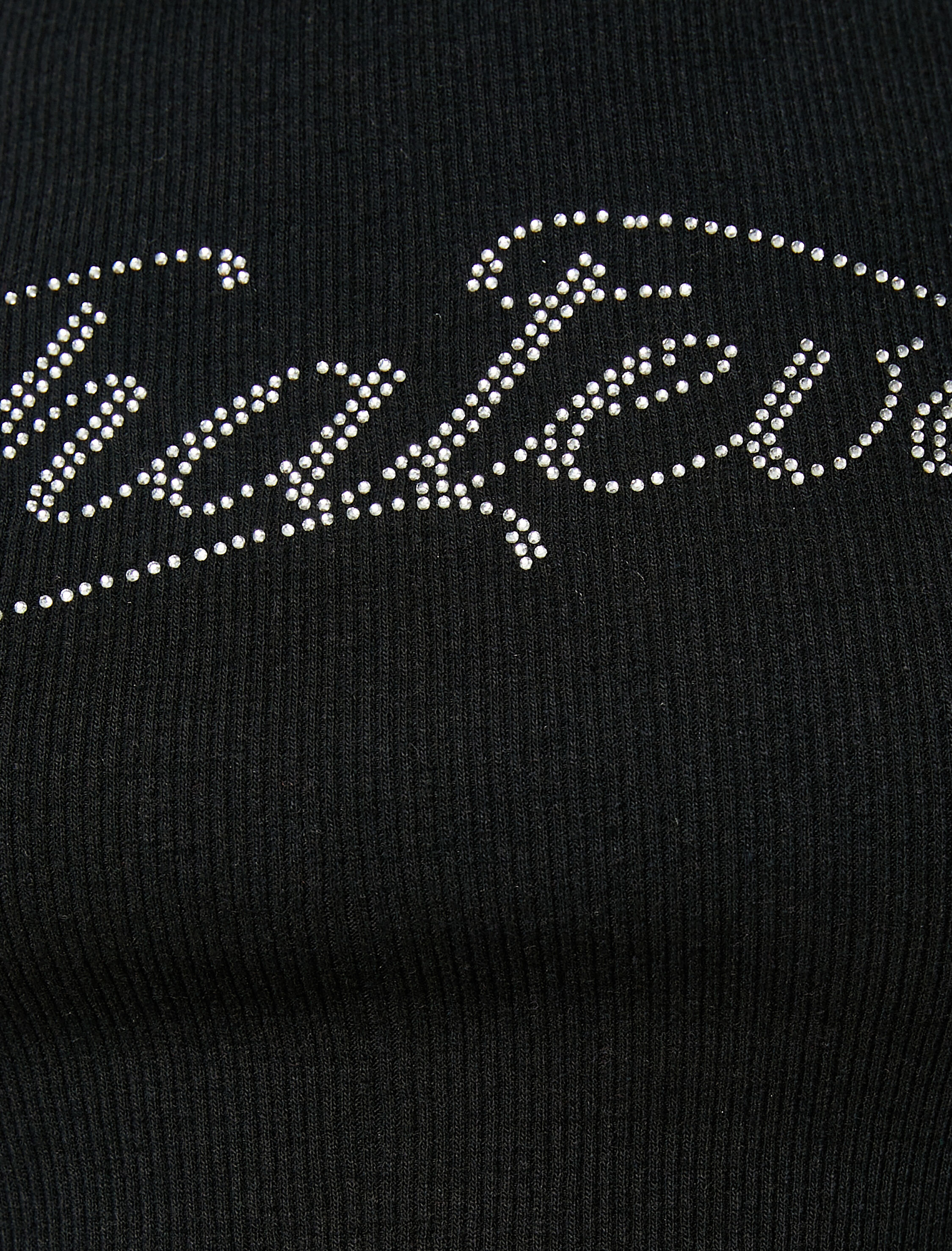   Uzun Kollu Crop Tişört Kaşkorse Bisiklet Yaka Slim Fit