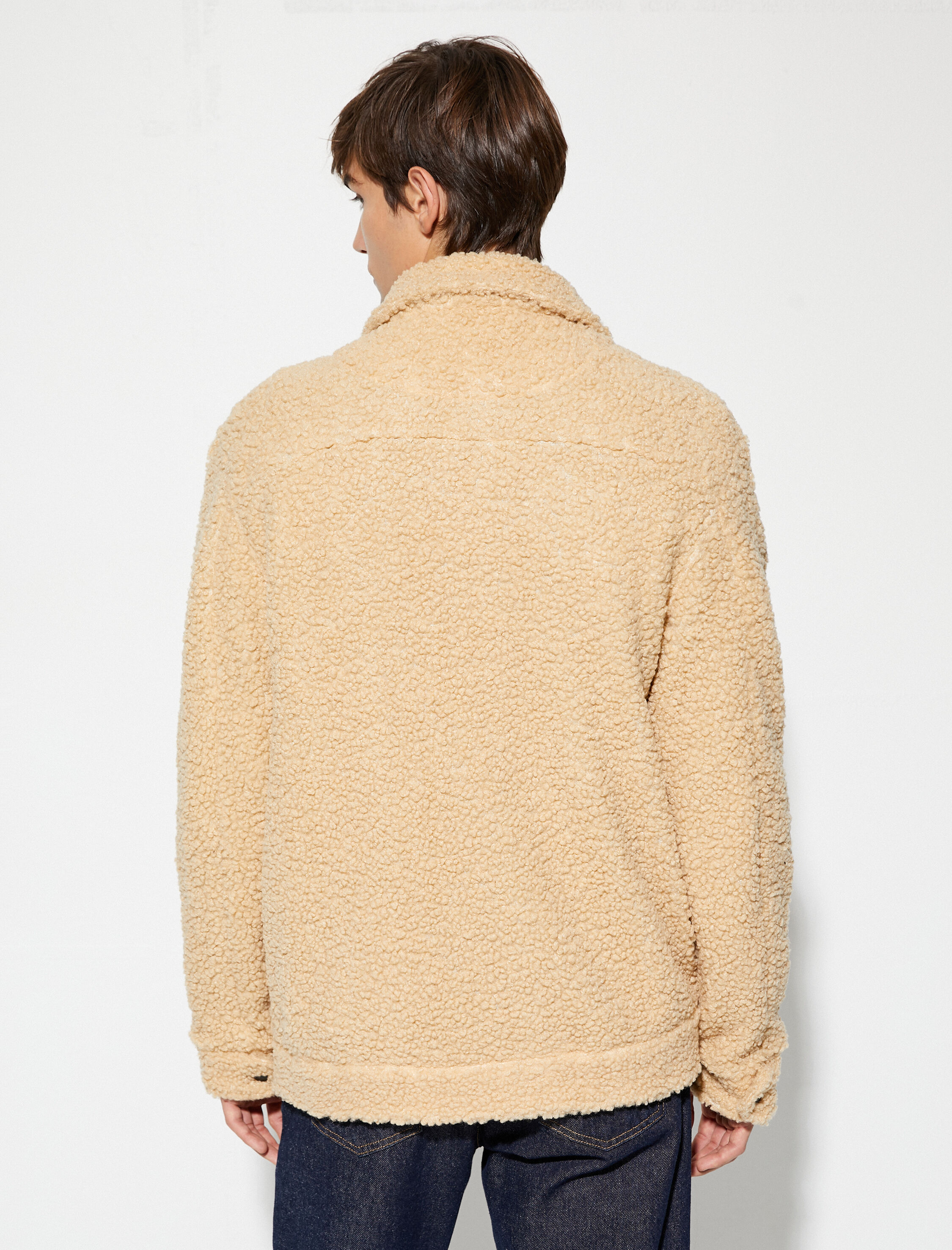   Oversize Peluş Ceket Çift Cepli Polo Yaka Çıtçıt Düğmeli