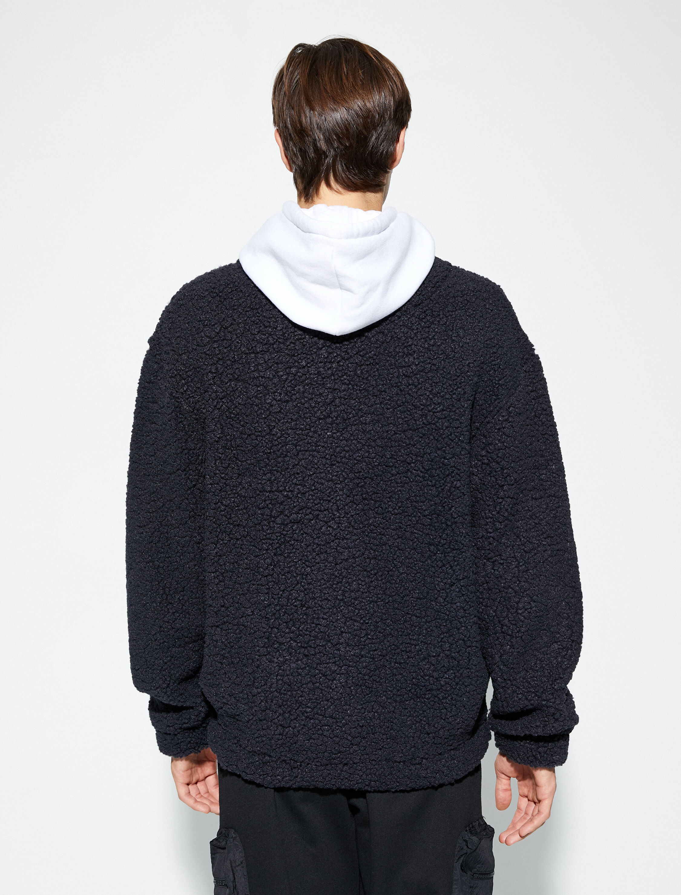   Peluş Ceket Fermuarlı Çift Cepli Klasik Yaka Uzun Kollu