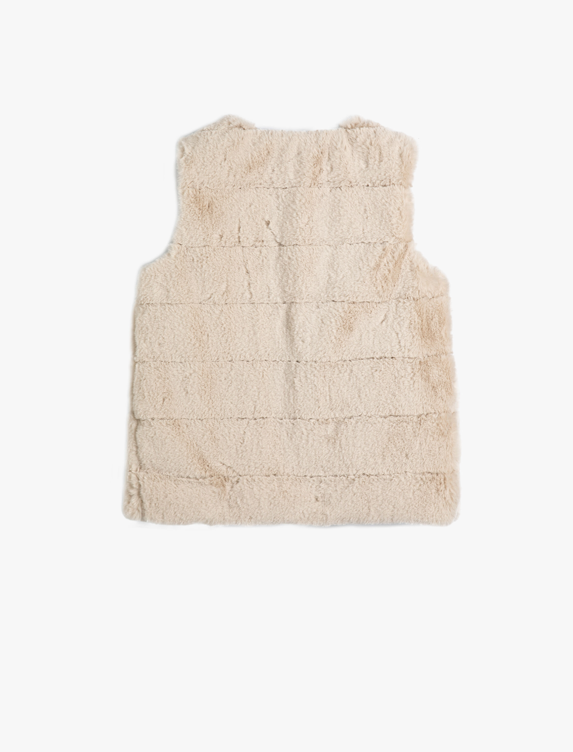  Kız Çocuk Peluş Yelek Yuvarlak Yaka Kolsuz