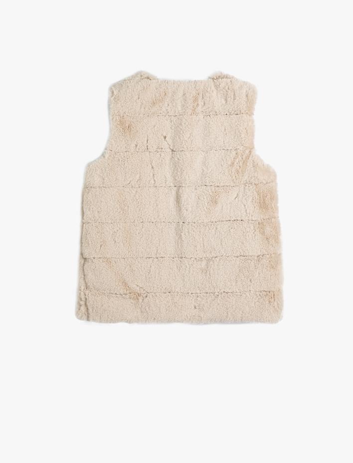 Kız Çocuk Peluş Yelek Yuvarlak Yaka Kolsuz