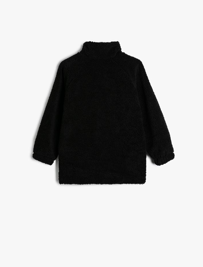 Erkek Çocuk Peluş Ceket Fermuarlı Dik Yaka Cepli Paraşüt Kumaş Detaylı