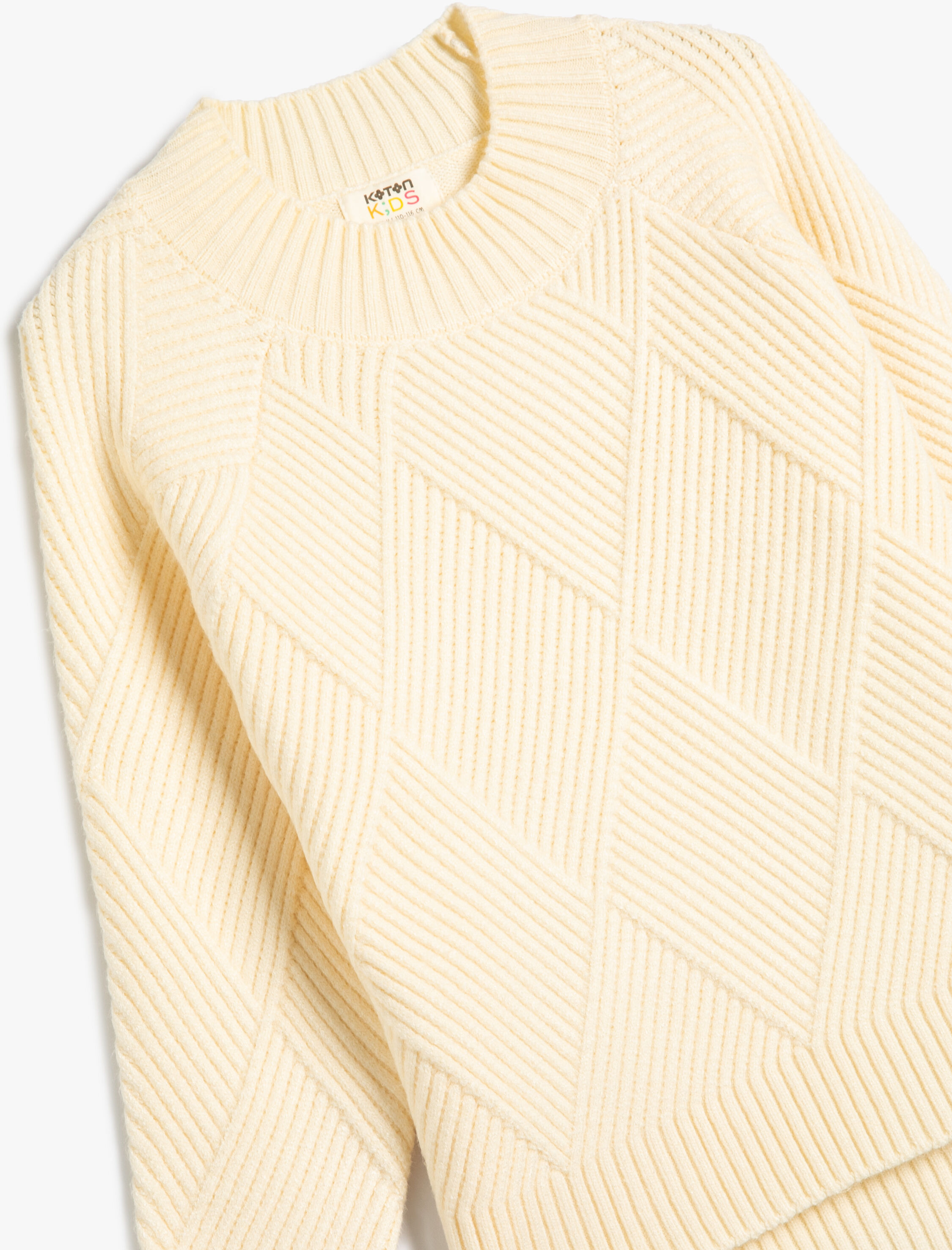  Kız Çocuk Kazak Yuvarlak Yaka Uzun Kollu Dokulu