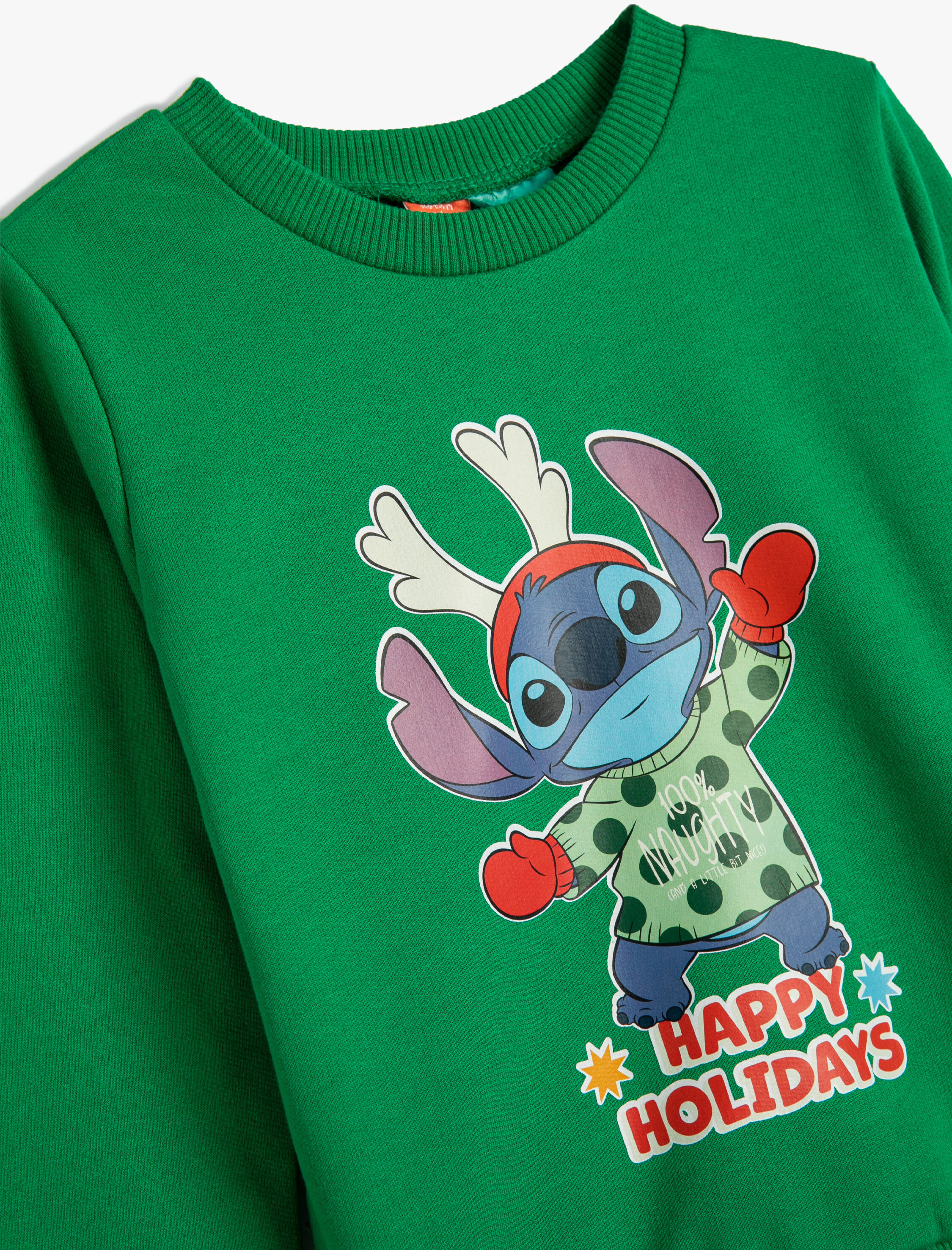 Erkek Bebek Stitch Sweatshirt Yılbaşı Temalı Lisanslı Pamuklu Şardonlu