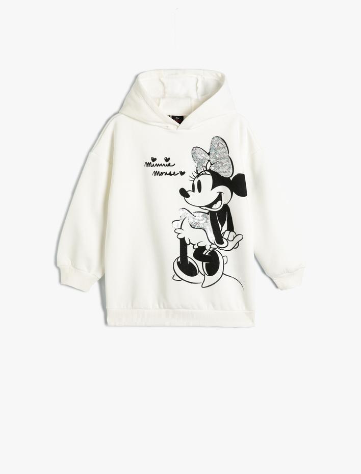 Kız Çocuk Minnie Mouse Baskılı Lisanslı Kapşonlu Sweatshirt