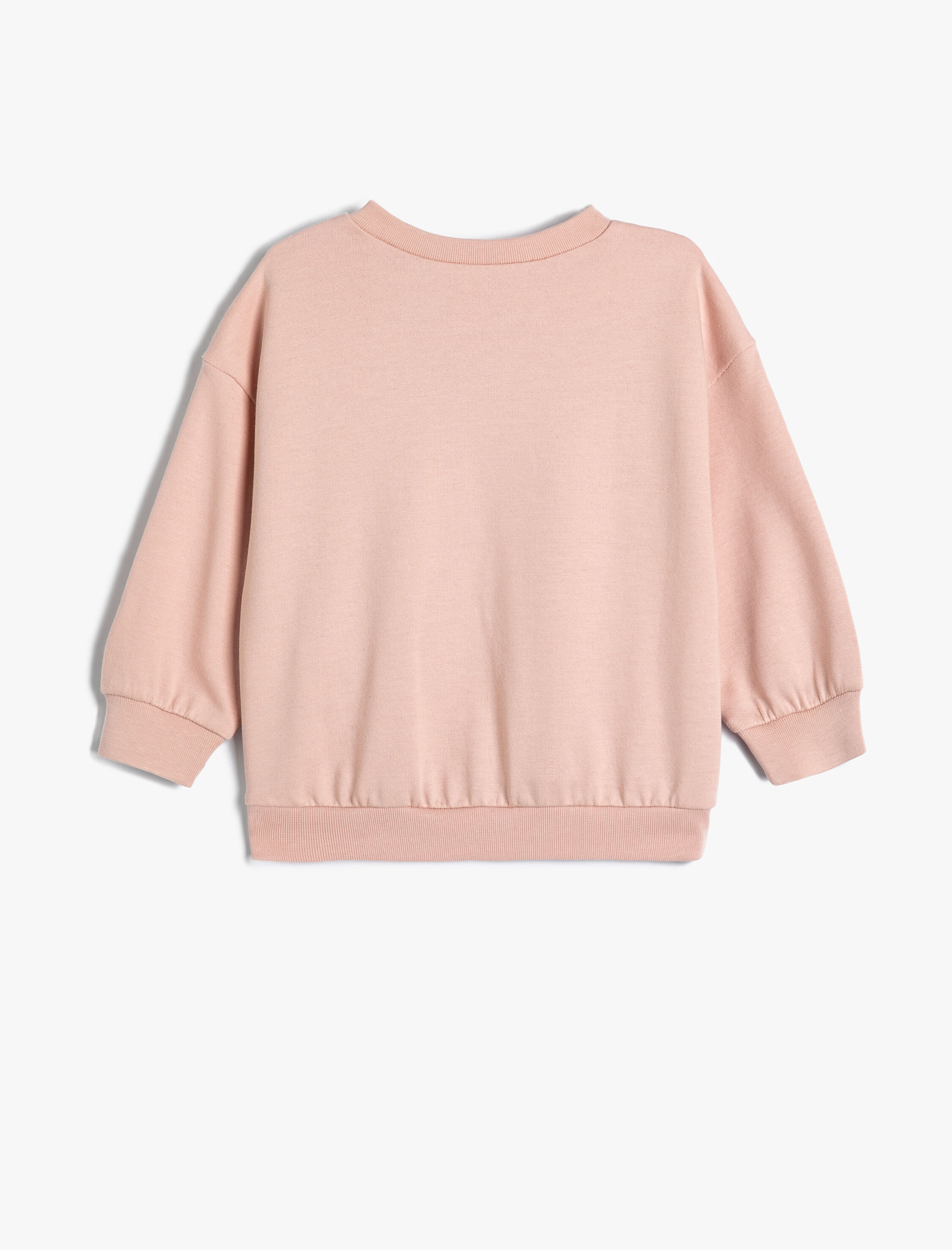  Kız Bebek Çiçek Baskılı Sweatshirt Uzun Kollu Bisiklet Yaka Şardonlu Pamuklu