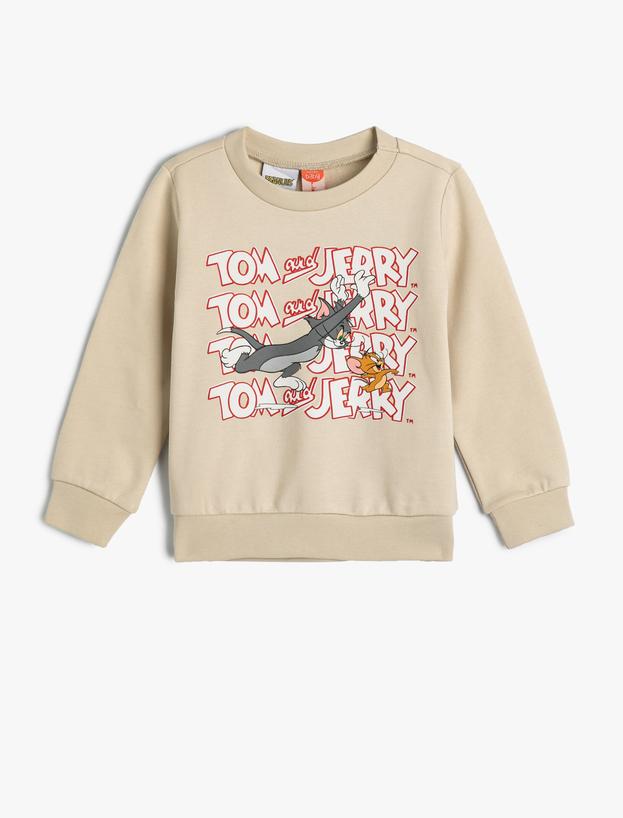 Tom ve Jerry Sweatshirt Lisanslı Uzun Kollu Bisiklet Yaka Pamuklu Şardonlu_0