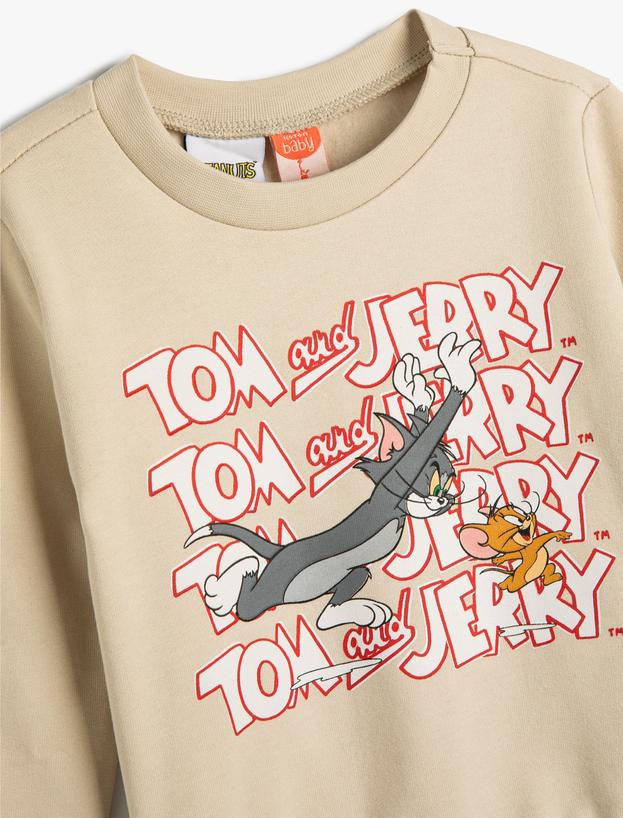 Tom ve Jerry Sweatshirt Lisanslı Uzun Kollu Bisiklet Yaka Pamuklu Şardonlu_2