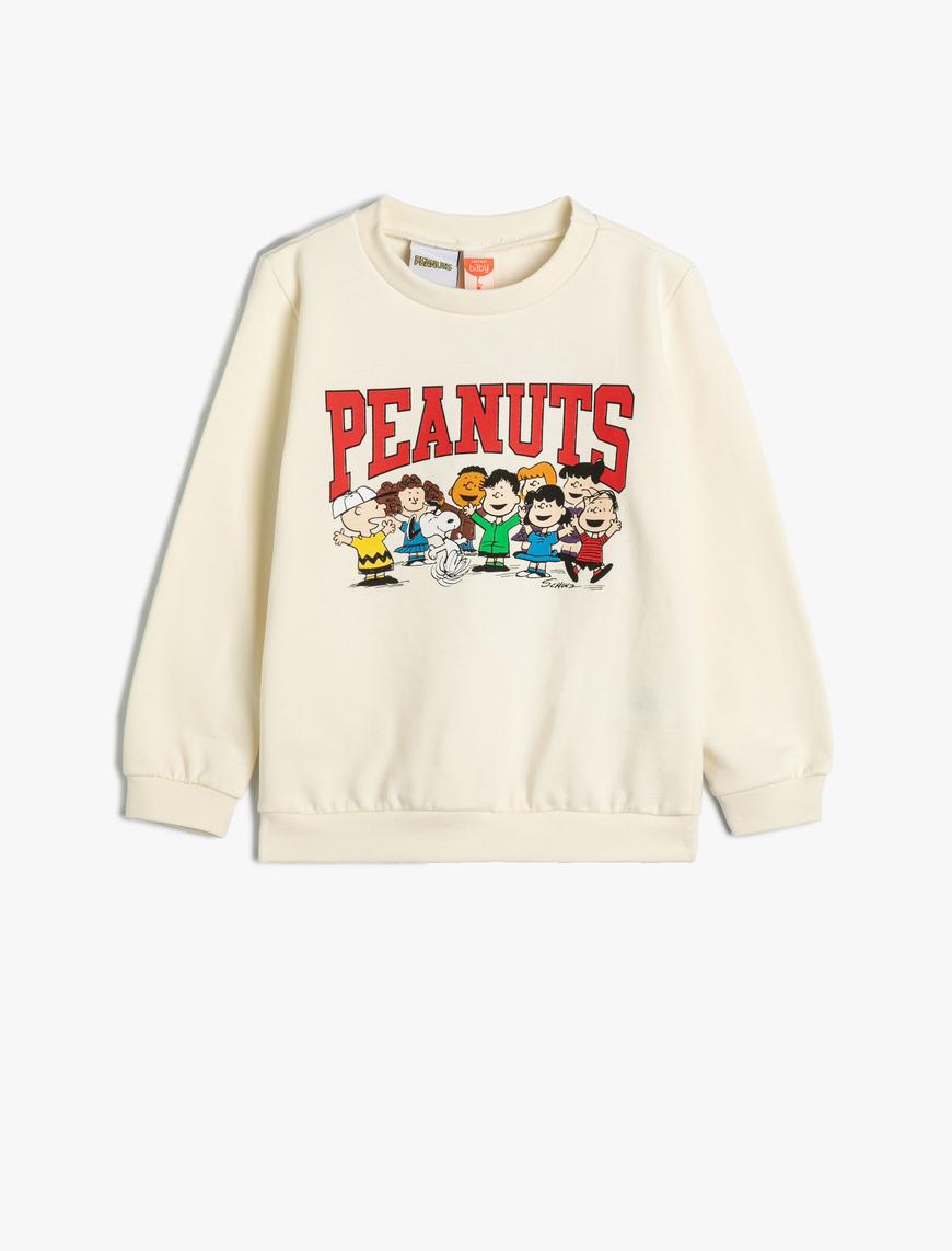  Erkek Bebek Snoopy Sweatshirt Lisanslı Uzun Kollu Bisiklet Yaka Pamuklu Şardonlu