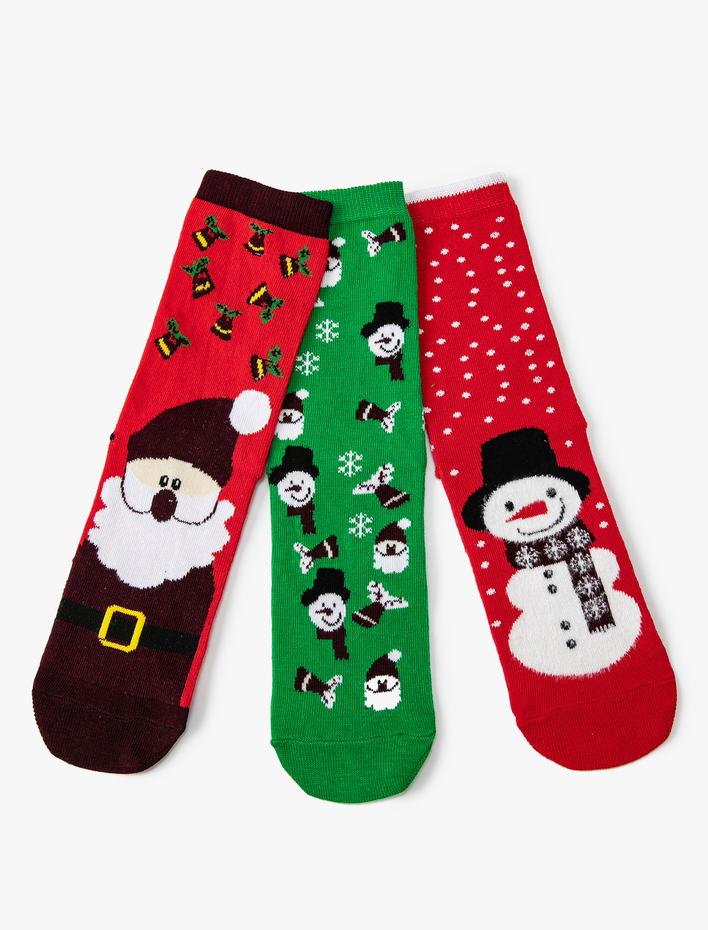 Kadın Yılbaşı Desenli 3'lü Çorap Seti