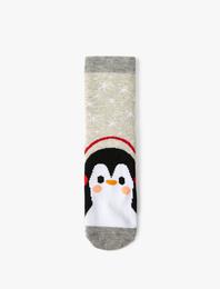 Havlu Çorap Penguen Desenli Pamuklu