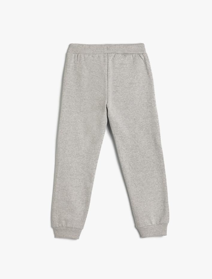 Erkek Çocuk Basic Jogger Eşofman Altı Yazı Baskılı Beli Bağlamalı Şardonlu