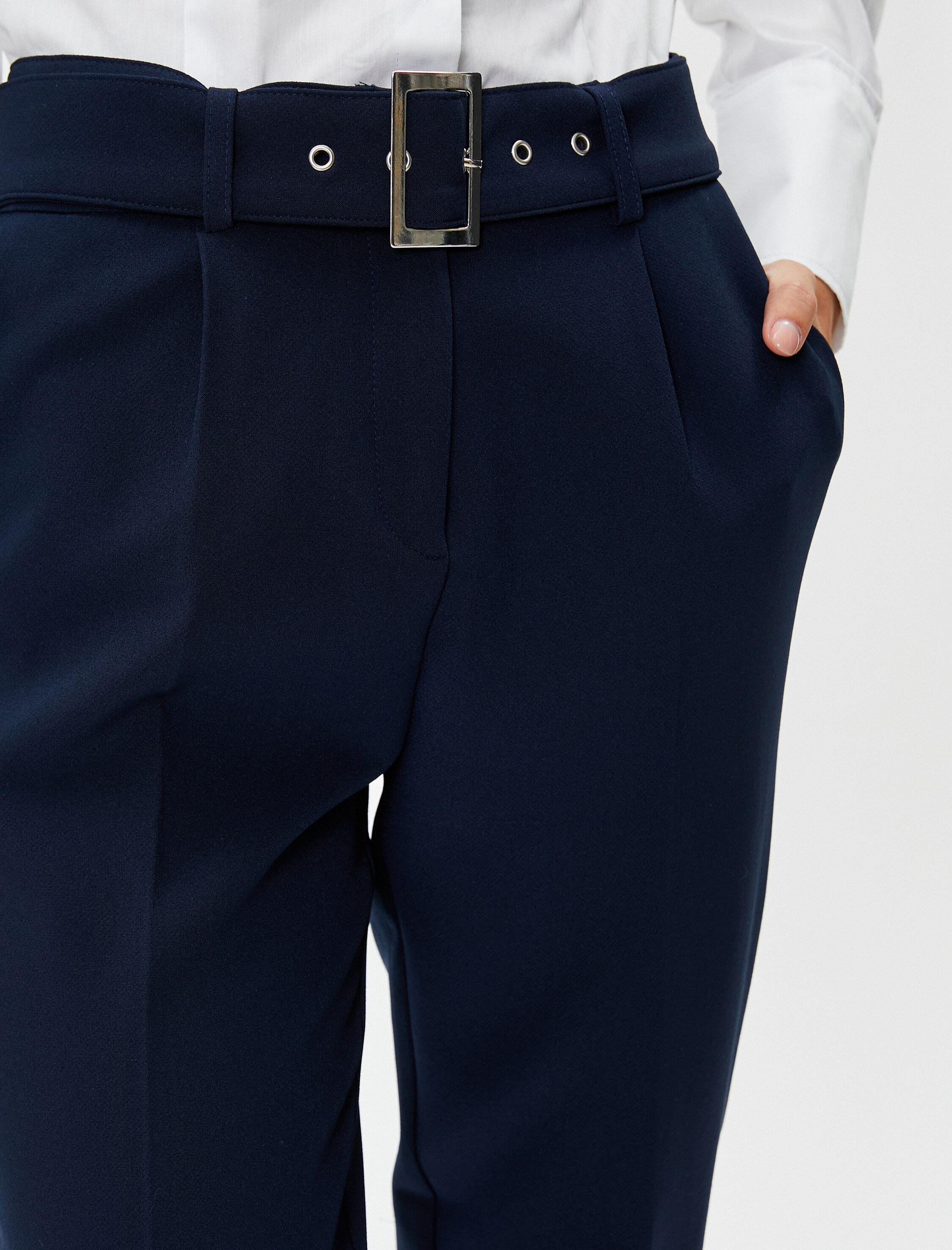   Kumaş Cigarette Pantolon Kemer Detaylı Cepli