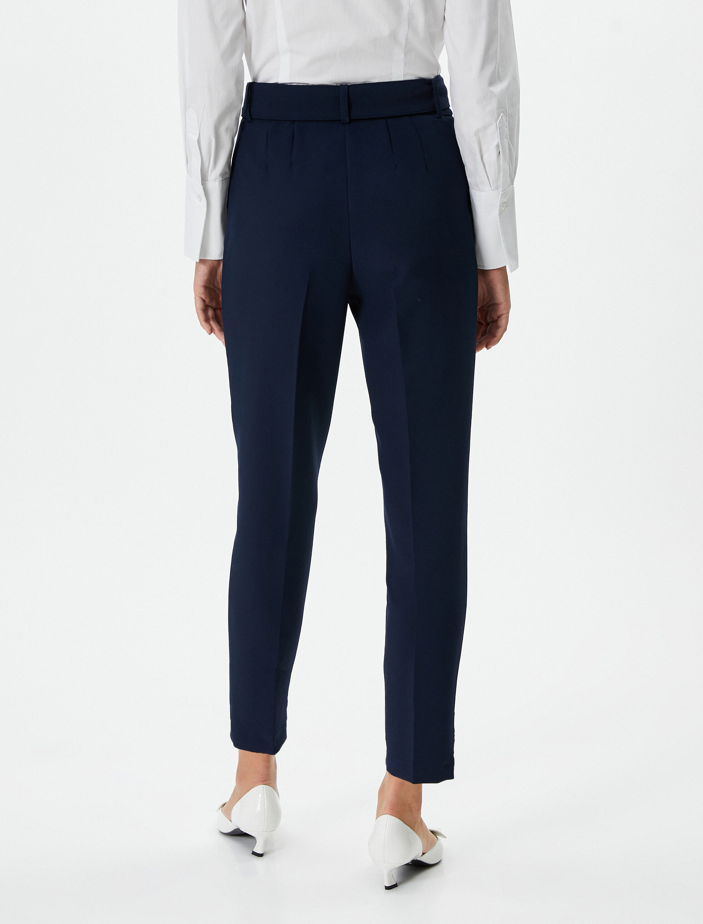   Kumaş Cigarette Pantolon Kemer Detaylı Cepli