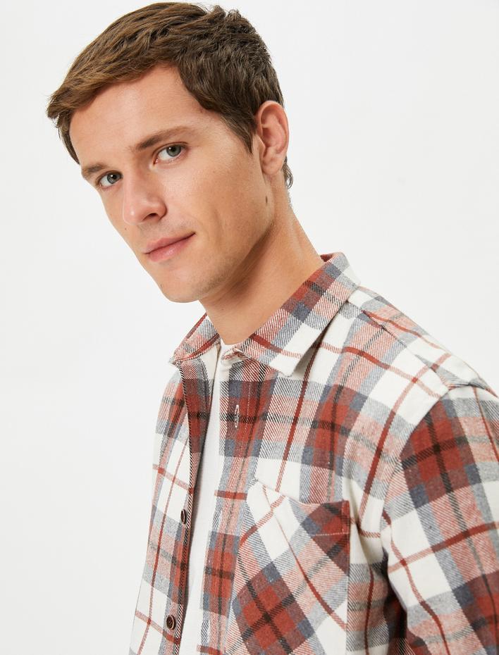  Oduncu Gömleği Cep Detaylı Klasik Yaka Düğmeli Uzun Kollu