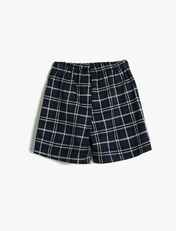 Kız Çocuk Şort Etek Kruvaze Düğme Detaylı Beli Lastikli