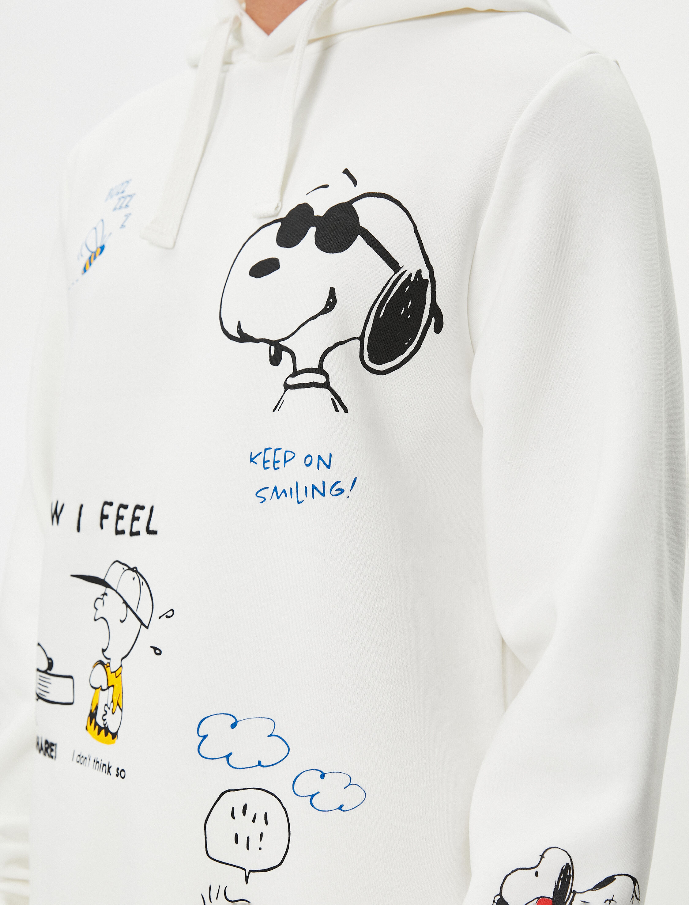   Snoopy Hoodie Lisanslı Baskılı Uzun Kollu Şardonlu