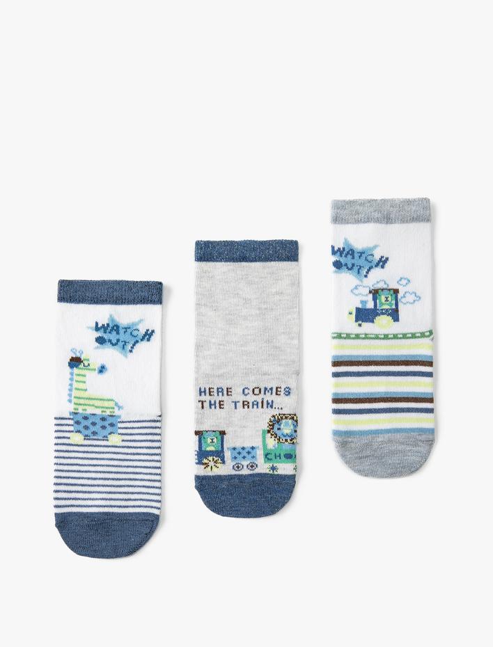 Erkek Çocuk 3’lü Çorap Seti Çok Renkli Pamuklu