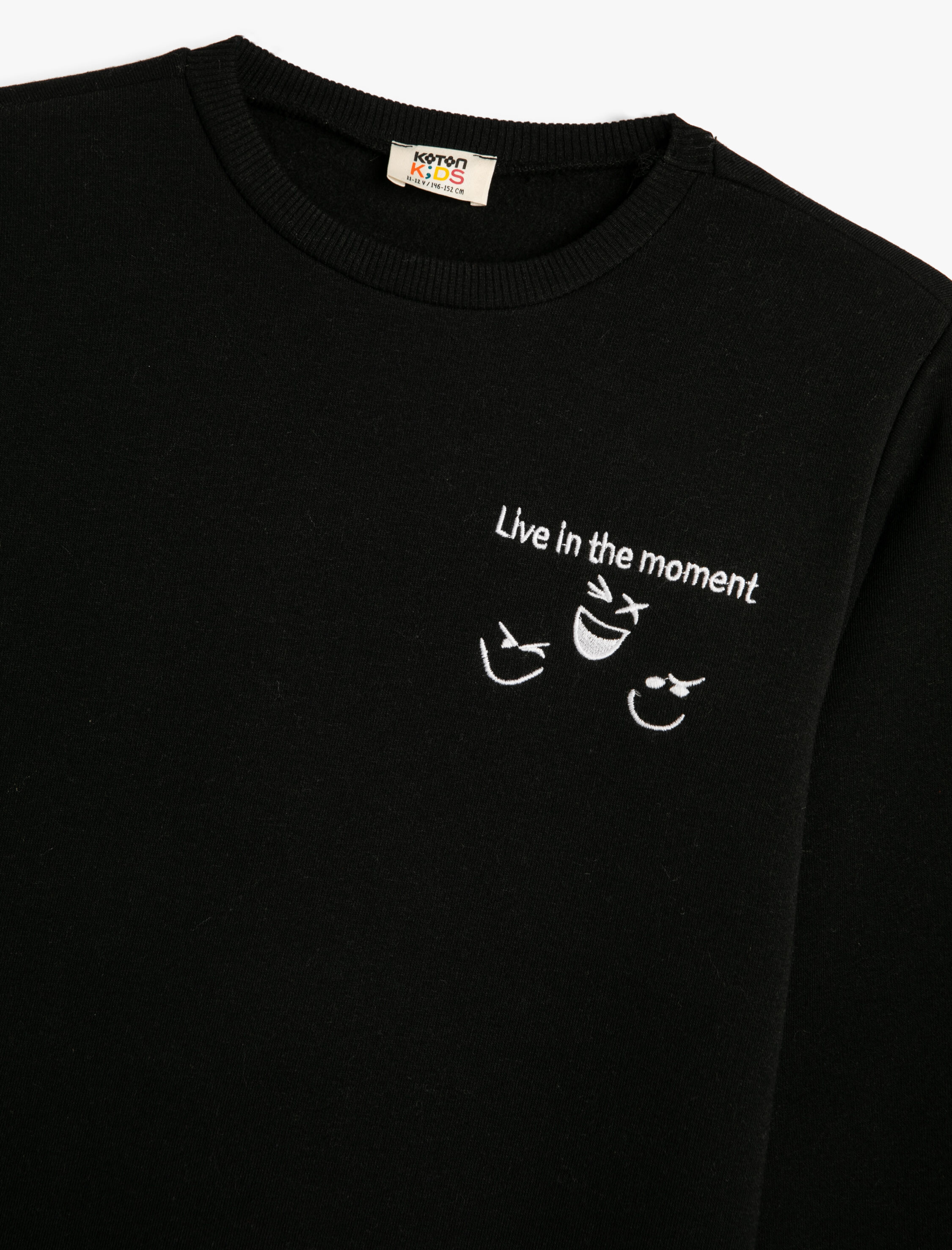  Erkek Çocuk Sweatshirt Bisiklet Yaka Slogan Baskılı Uzun Kollu Şardonlu