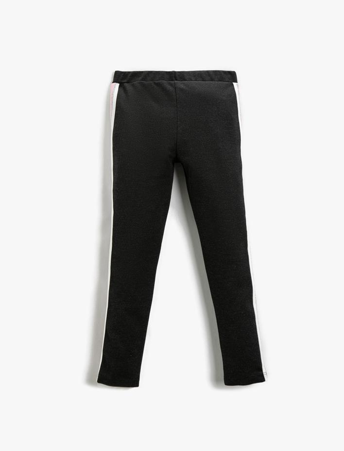 Kız Çocuk Basic Yanları Şerit Detaylı Tayt Beli Lastikli