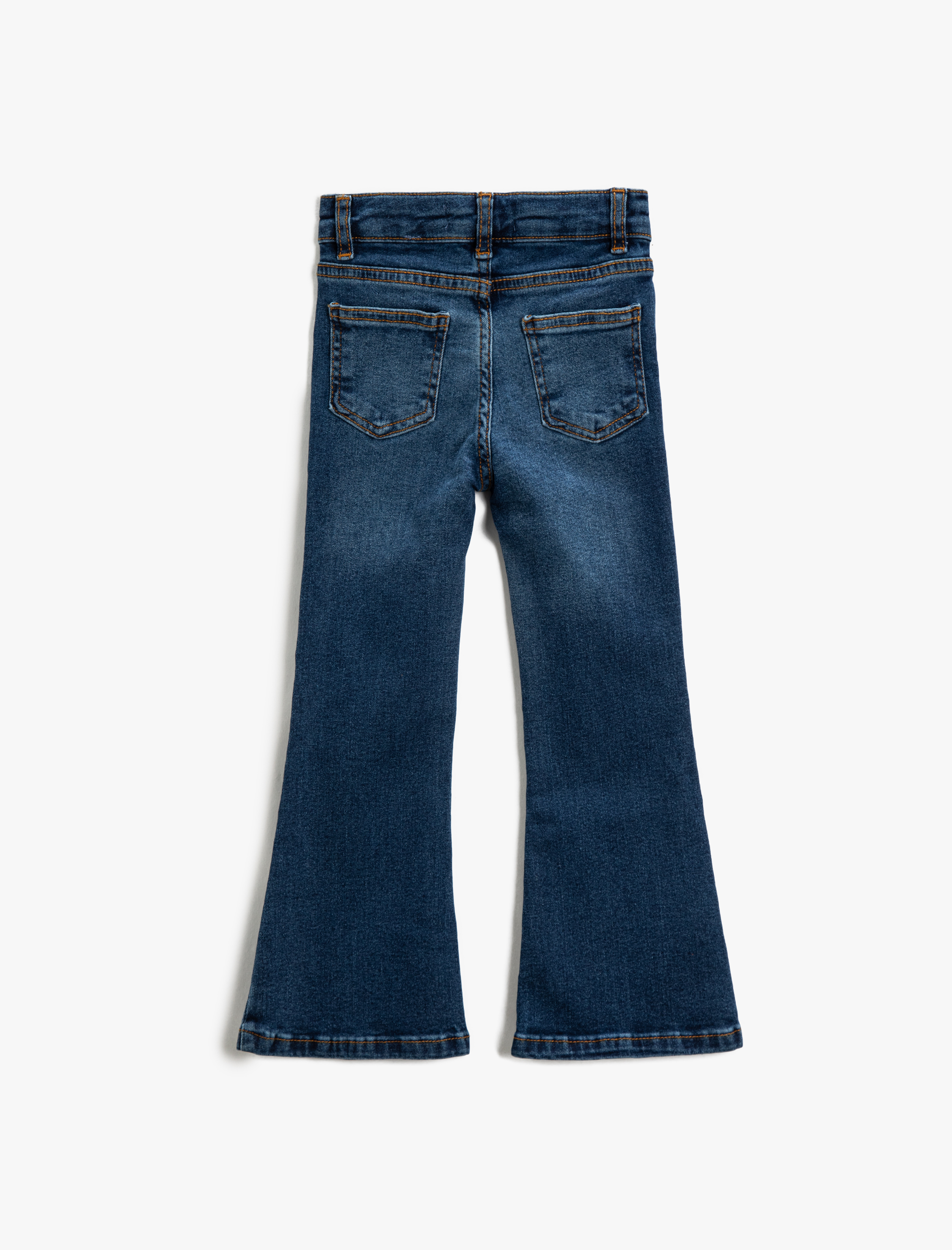 Kız Çocuk İspanyol Paça Kot Pantolon Cepli Pamuklu - Flare Jean