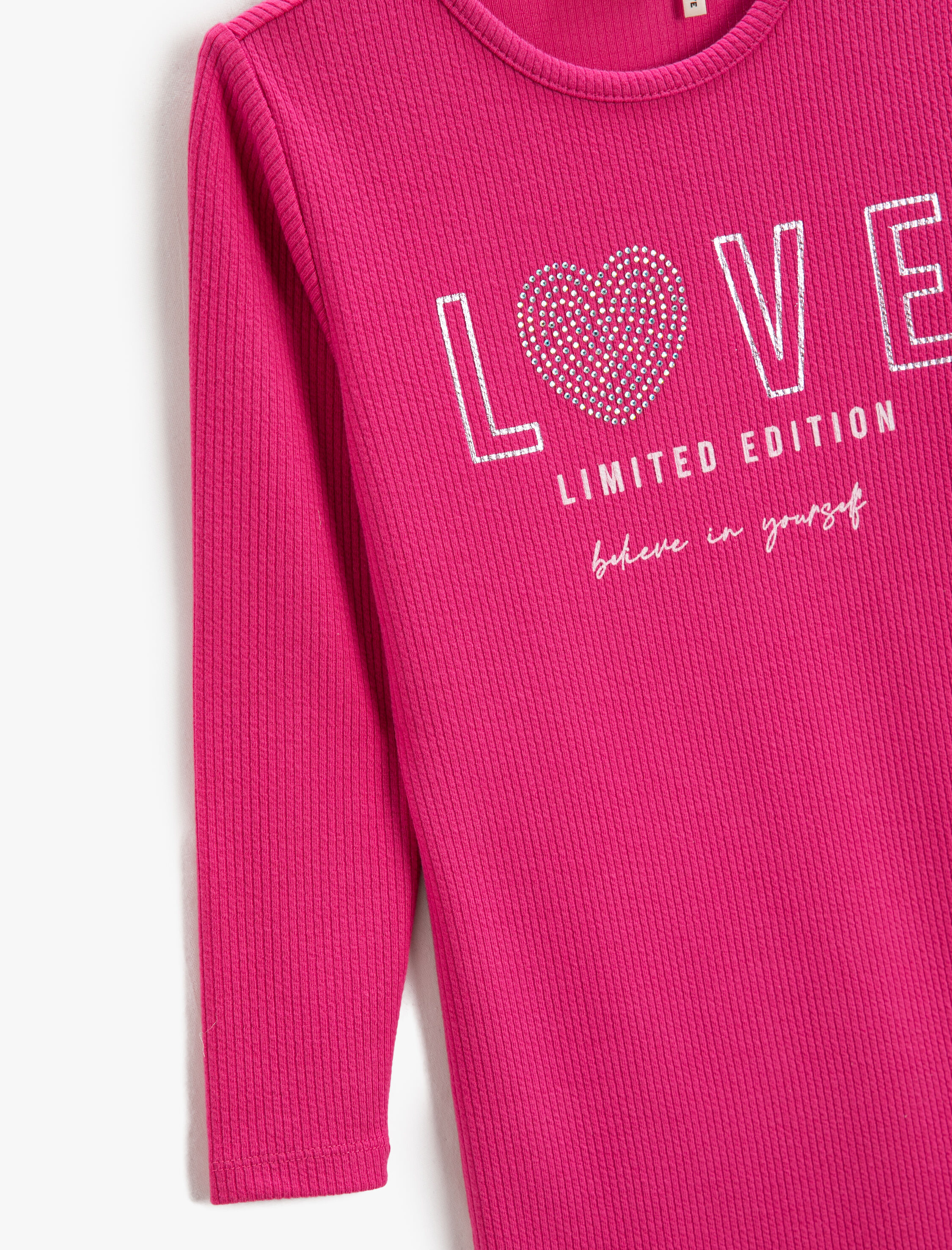  Kız Çocuk Love Baskılı Basic Elbise Ribanalı