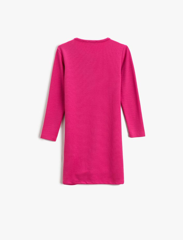 Kız Çocuk Love Baskılı Basic Elbise Ribanalı