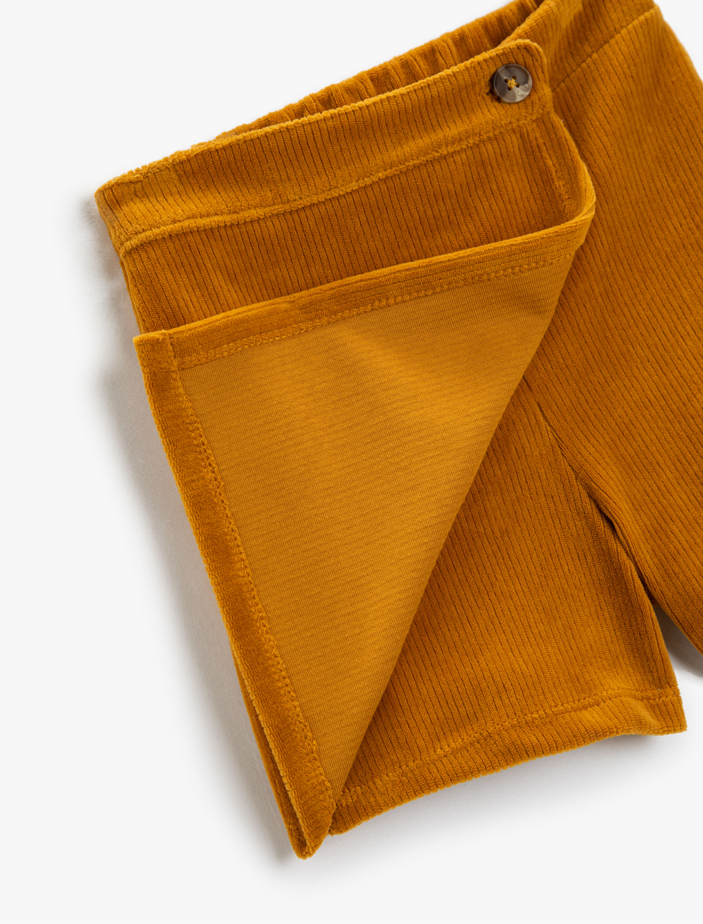  Kız Çocuk Basic Fitilli Kadife Şort Etek Düğme Detaylı