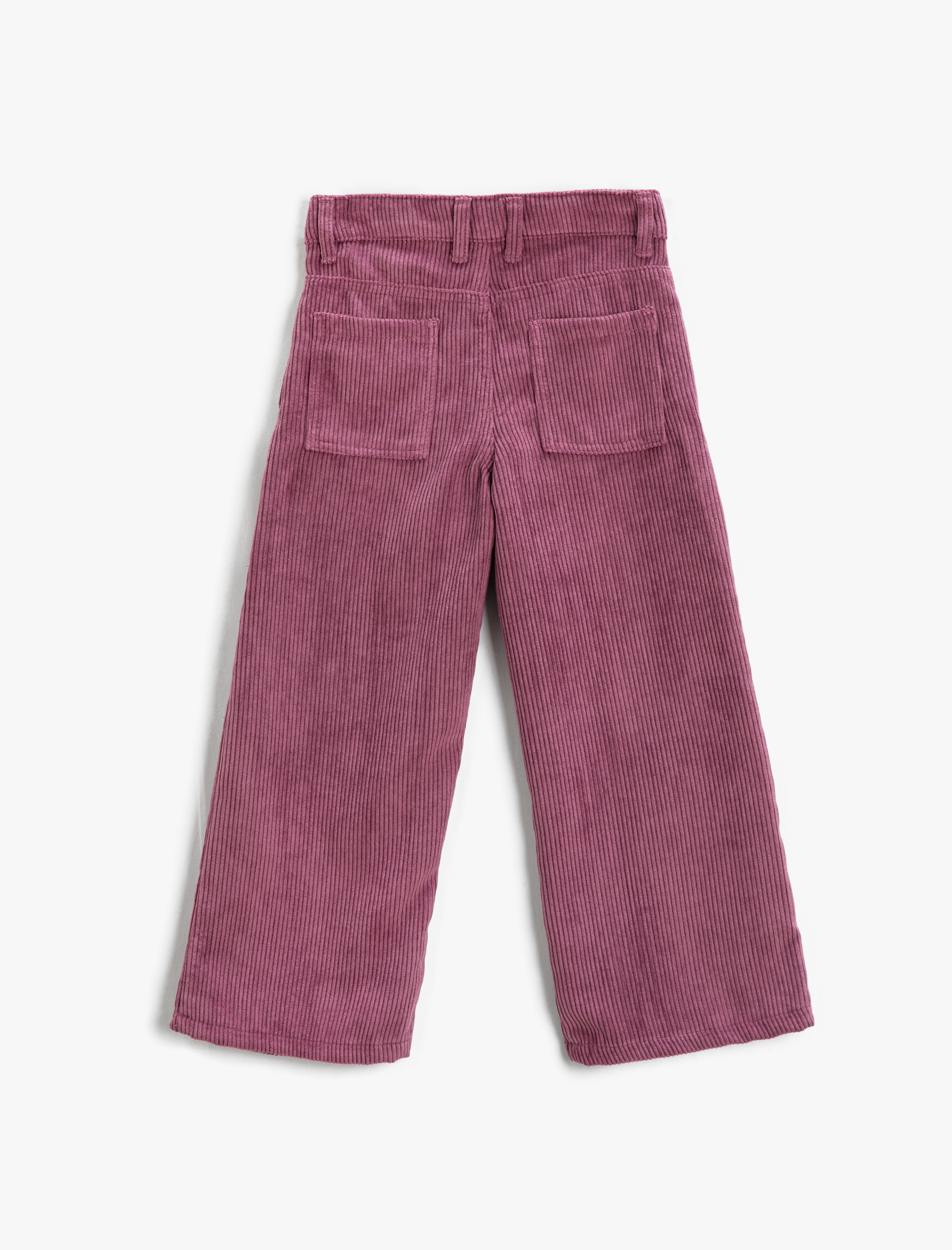  Kız Çocuk Bol Paça Pantolon Fitilli Kadife
