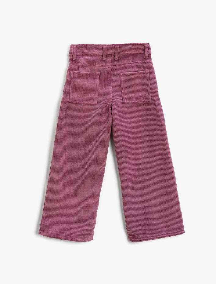 Kız Çocuk Bol Paça Pantolon Fitilli Kadife