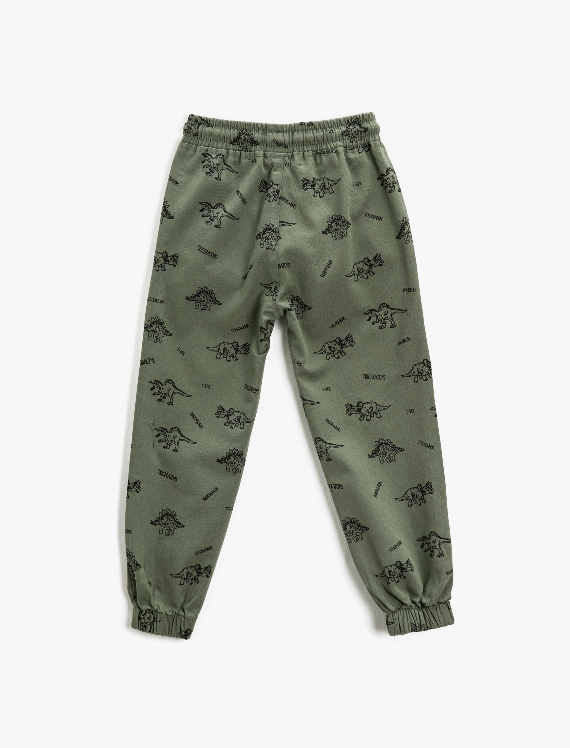  Erkek Çocuk Jogger Pantolon Dinozor Baskılı Cepli Beli Bağlamalı Pamuklu