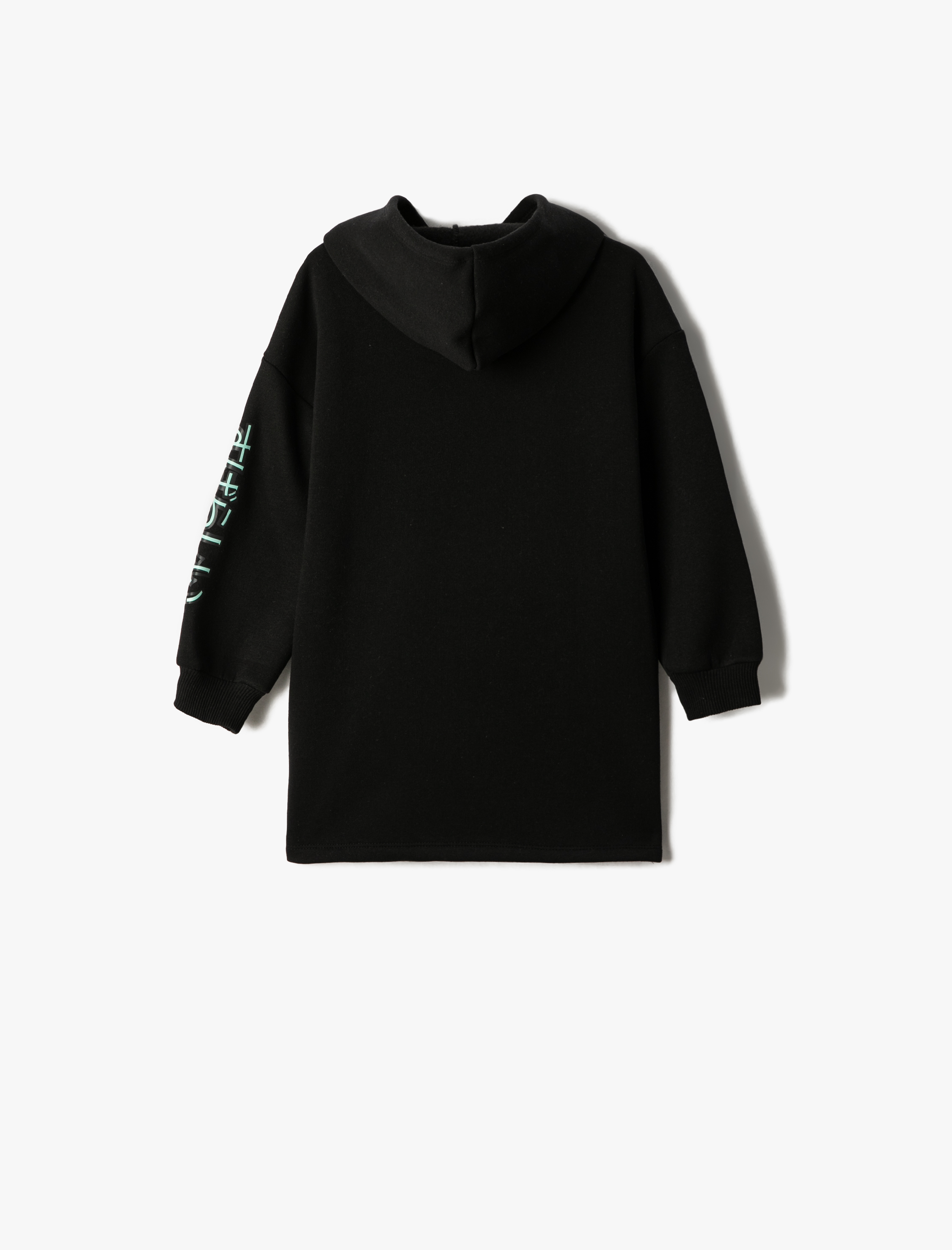  Kız Çocuk Sweat Elbise Animasyon Baskılı Kapşonlu Uzun Kollu