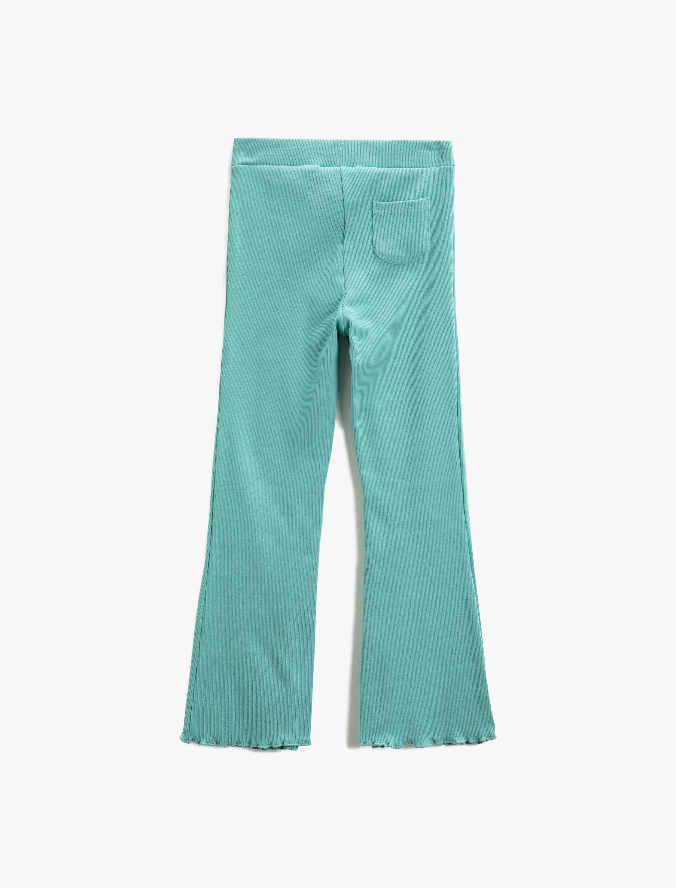  Kız Çocuk Basic İspanyol Paça Tayt Pantolon Fitilli Beli Lastikli