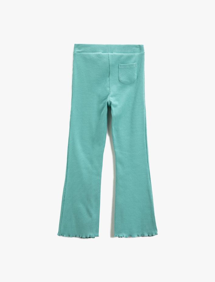 Kız Çocuk Basic İspanyol Paça Tayt Pantolon Fitilli Beli Lastikli