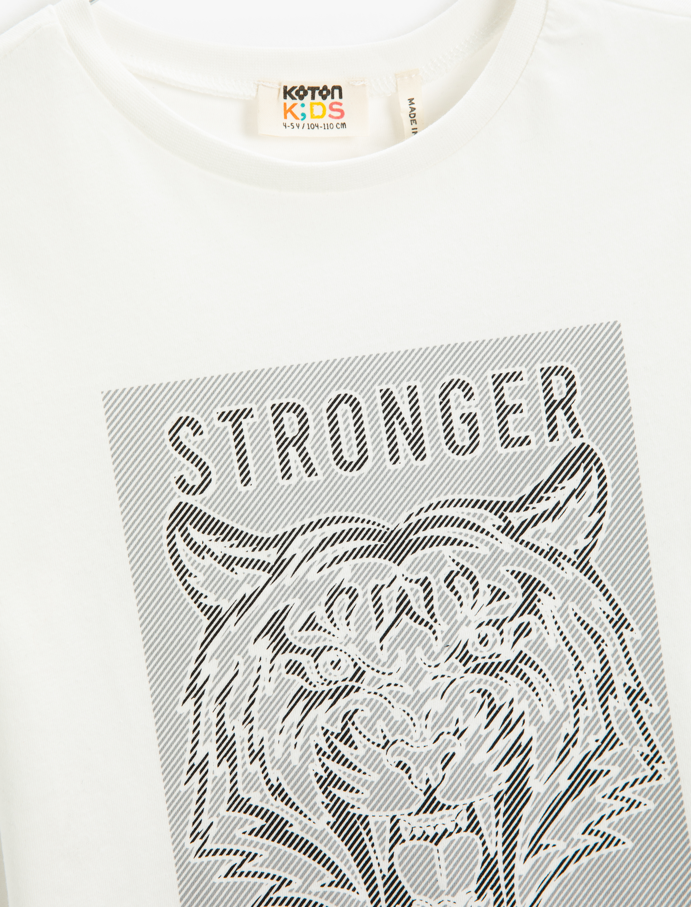  Erkek Çocuk Kaplan Baskılı Kısa Kollu Tişört Bisiklet Yaka Pamuklu