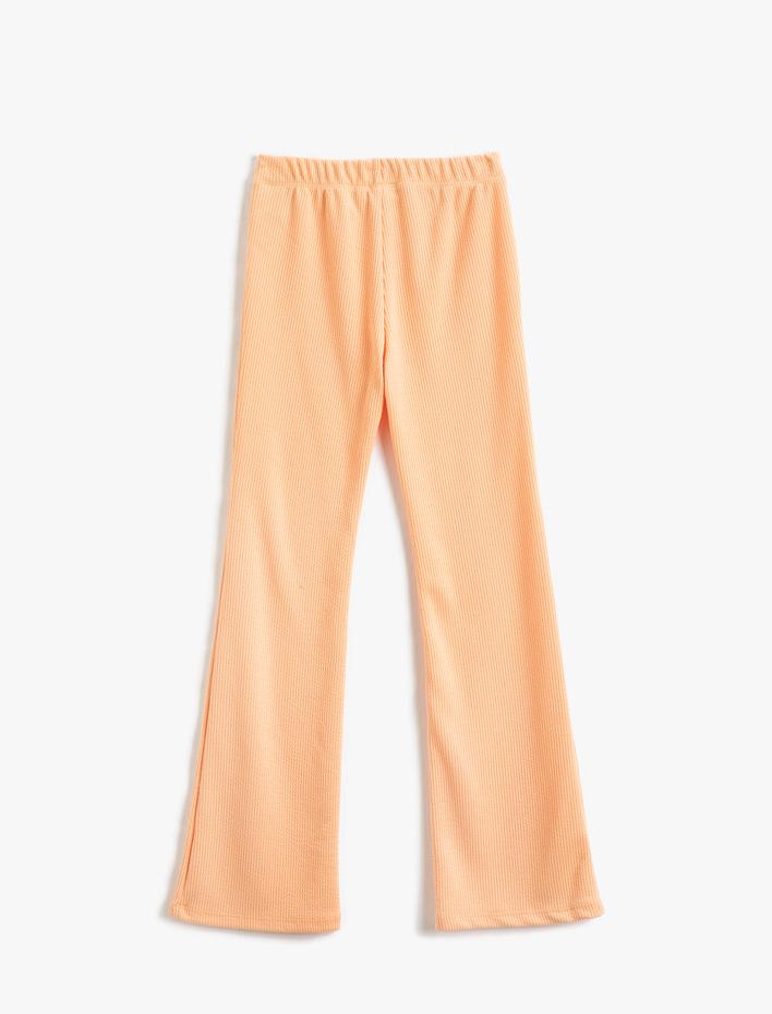 Kız Çocuk İspanyol Paça Tayt Pantolon Beli Lastikli Fitilli