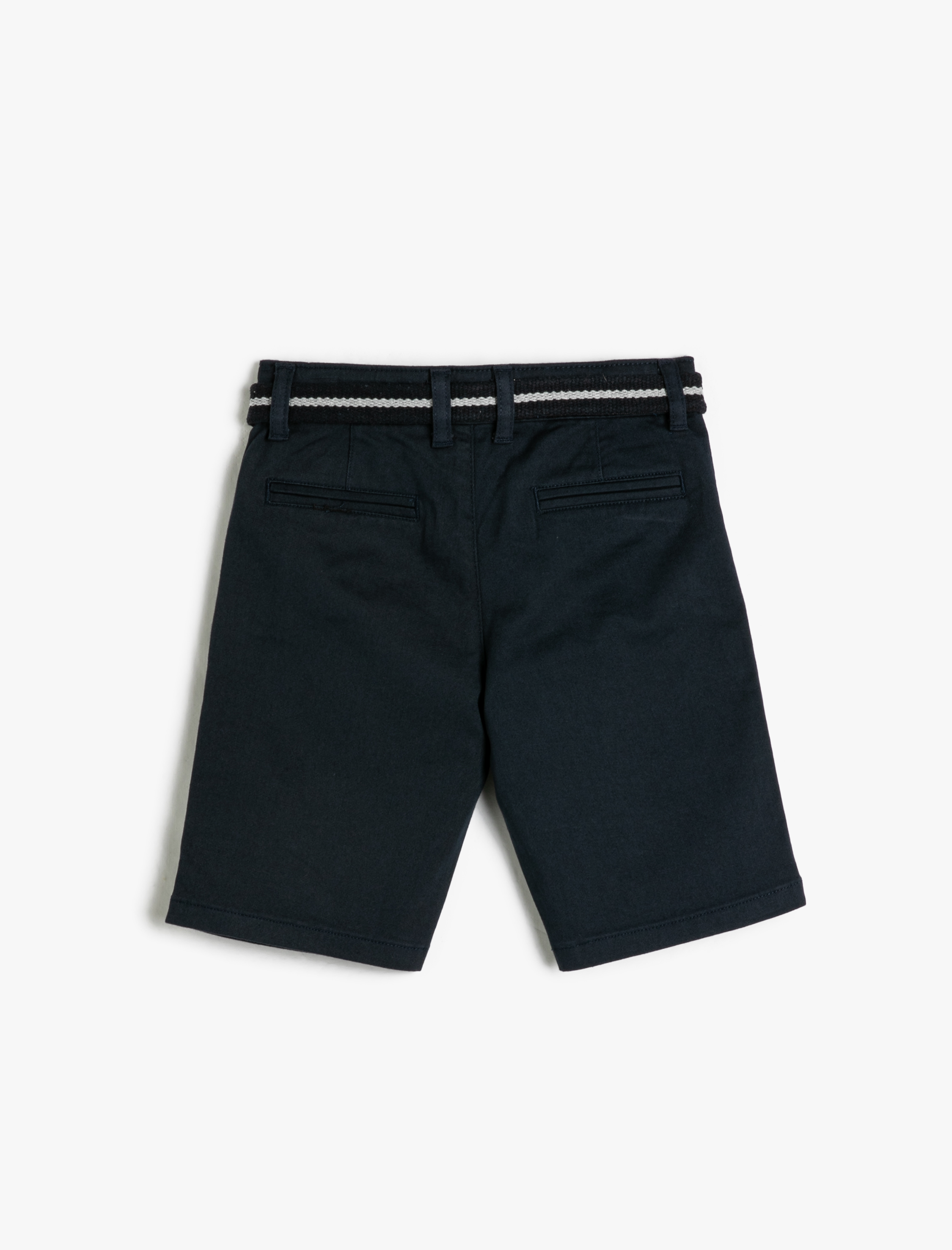  Erkek Çocuk Basic Bermuda Şort Kemer Detaylı Cepli Pamuklu Beli Ayarlanabilir Lastikli