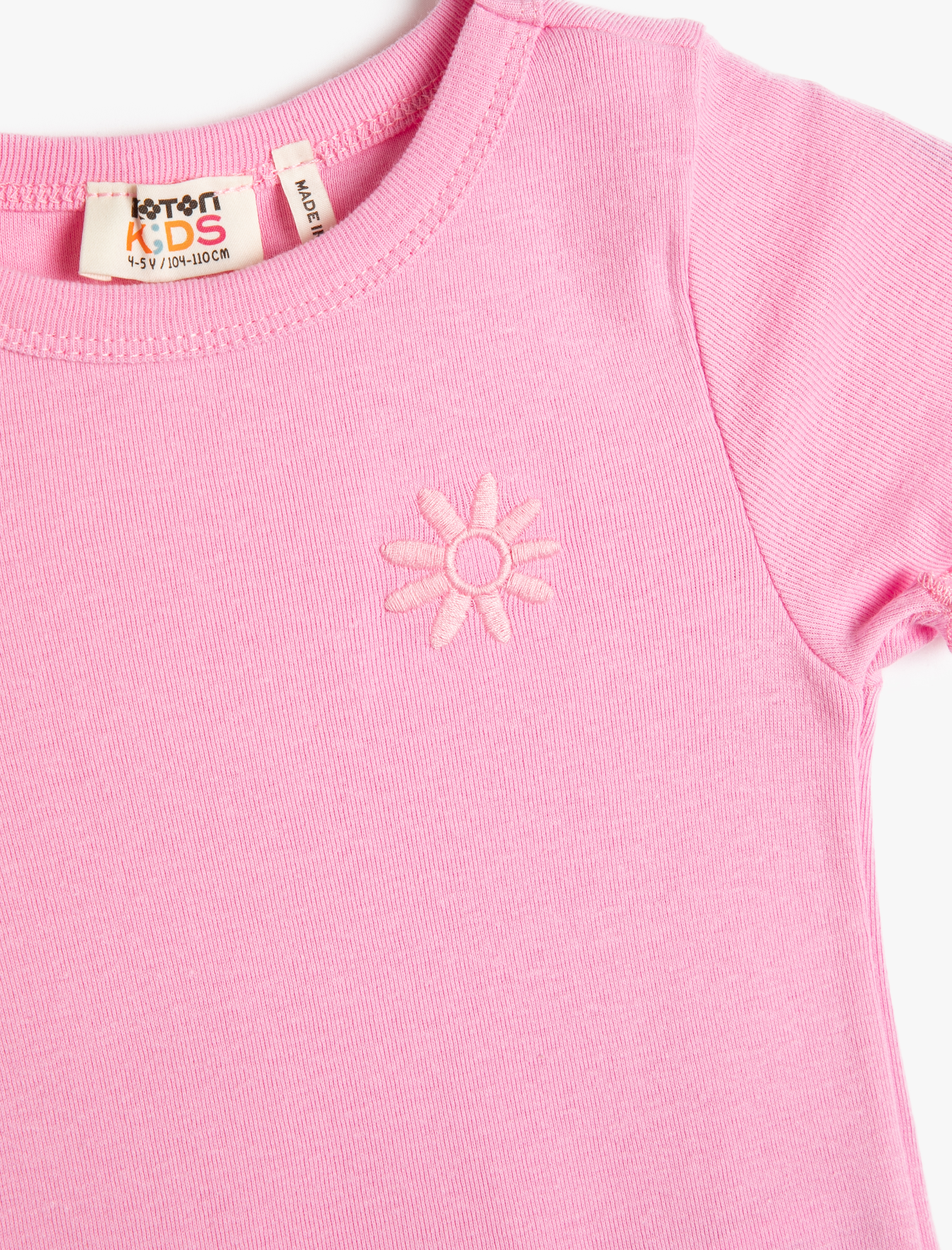  Kız Çocuk Basic Crop Tişört Kısa Kollu Bisiklet Yaka Pamuklu