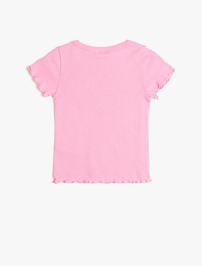 Kız Çocuk Basic Crop Tişört Kısa Kollu Bisiklet Yaka Pamuklu