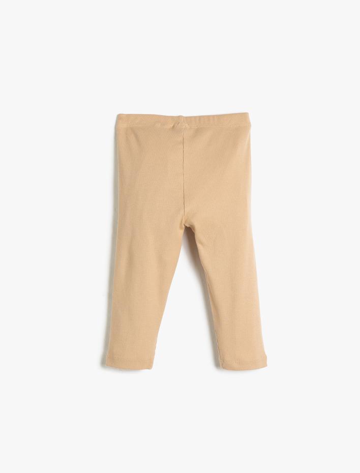 Kız Çocuk Pamuklu Tayt Basic Capri BoyFitilli Beli Lastikli