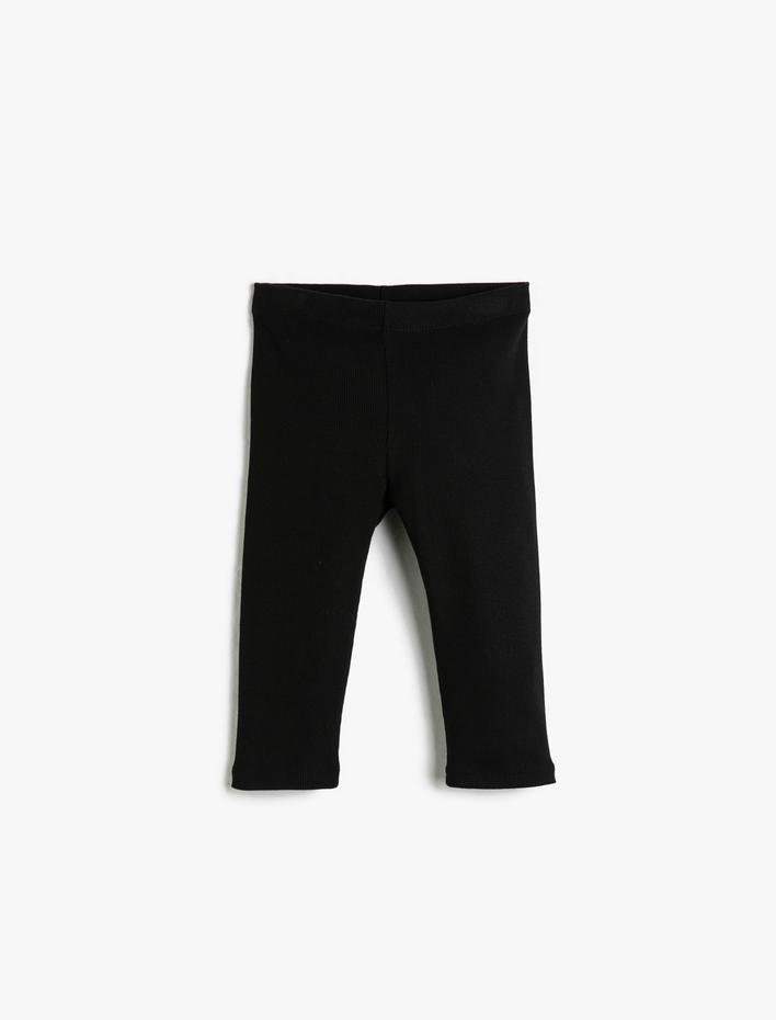 Kız Çocuk Pamuklu Tayt Basic Capri BoyFitilli Beli Lastikli